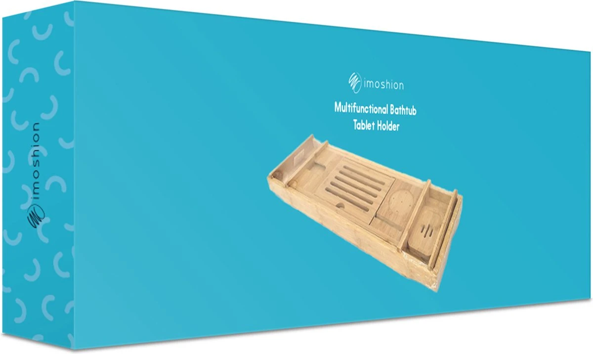 IMoshion Badplank Voor In Bad - Dienblad Inclusief Pootjes - Tablet Houder - Badrek Uitschuifbaar 75 Tot 110 Cm - Lichtbruin - Afbeelding 6
