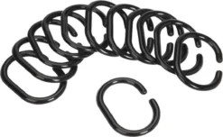 Merkloos Douchegordijn Ringen Set/12 Stuks - Zwart - Ringen Douche Gordijn - Shower Curtain Rings