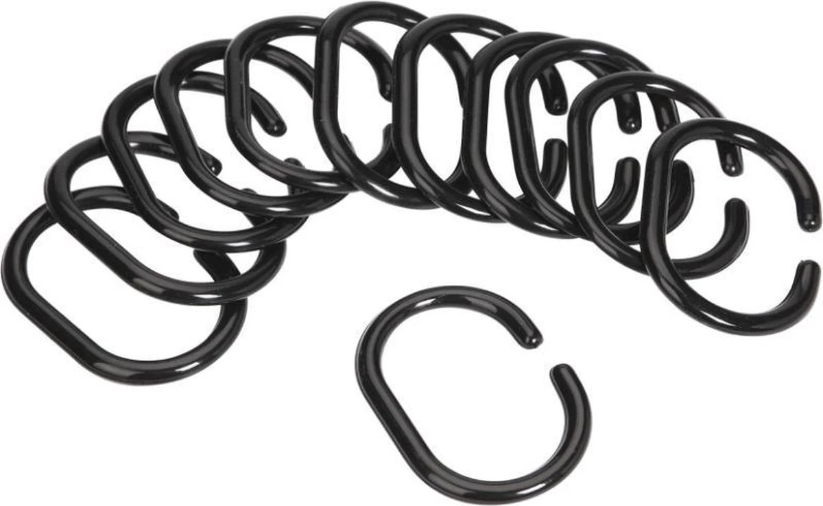 Merkloos Douchegordijn Ringen Set/12 Stuks - Zwart - Ringen Douche Gordijn - Shower Curtain Rings