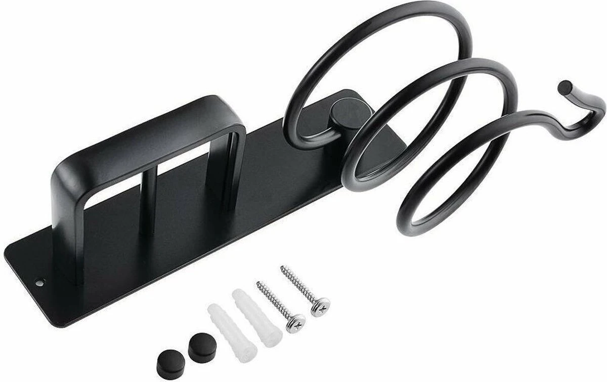 Stijltang- En Föhnhouder - Universeel-Complete Set Met Schroeven-Handige Organizer Voor Je Haardroger En Stijltang- Haardroger Houder Zwart- |Fohn Holder | Spiraal Houder - Afbeelding 2