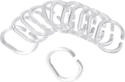 Differnz Douchegordijnringen - Transparant - Kunststof - 6 X 4 Cm - 12 Stuks