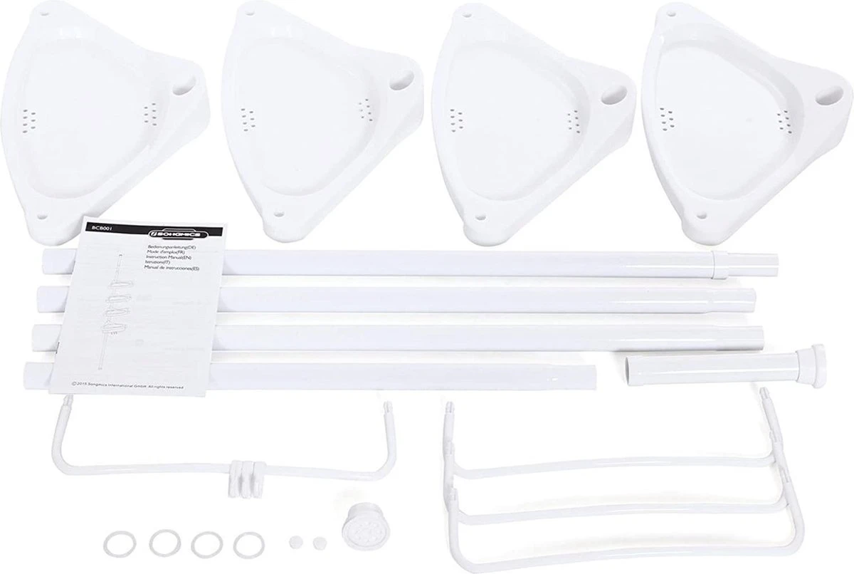 Merkloos Telescopisch Douche Rek Met 4 Lagen - Verstelbaar Bad / Douche Hoekrek Opbergrek - Uitschuifbaar Van 85-305 Cm - Wit - Afbeelding 5