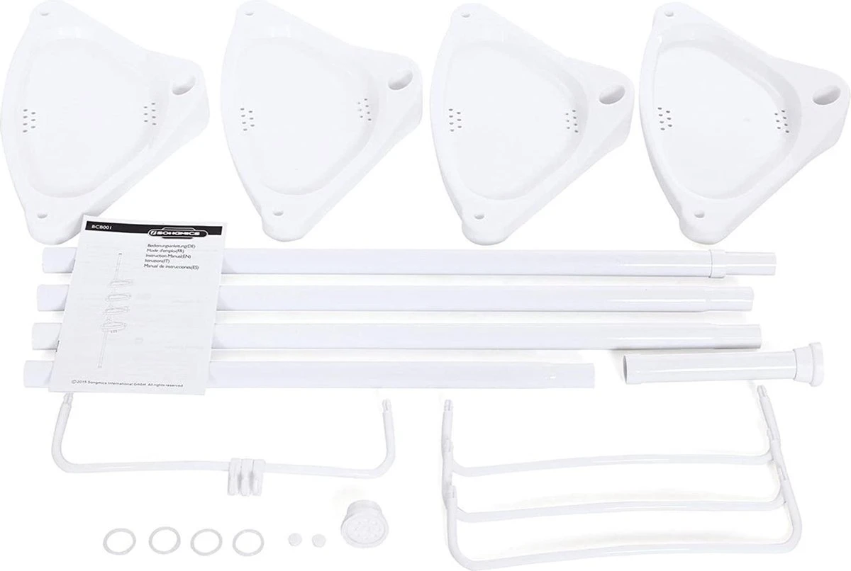 Hoppa! Telescopisch Doucherek Zonder Boren / Uitschuifbaar Douche Rek Van 85-305 Cm - Badopbergrek - Wit - Afbeelding 7