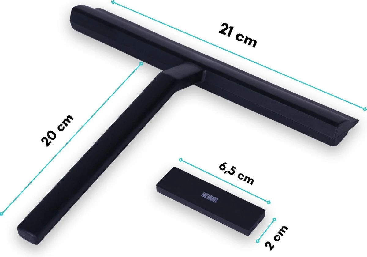 Douchewisser Zwart Met Magneetstrip - Badkamer Accessoires - Raamwisser - Trekker Douche - Silicone - 21cm X 20cm - Afbeelding 10