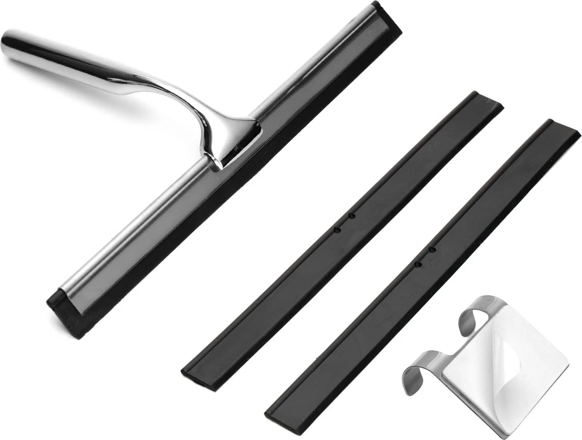 Douchewisser Met Ophanghaak En 2 Extra Strips - Raamwisser Voor Douche - Raamtrekker Chroom - Afbeelding 6