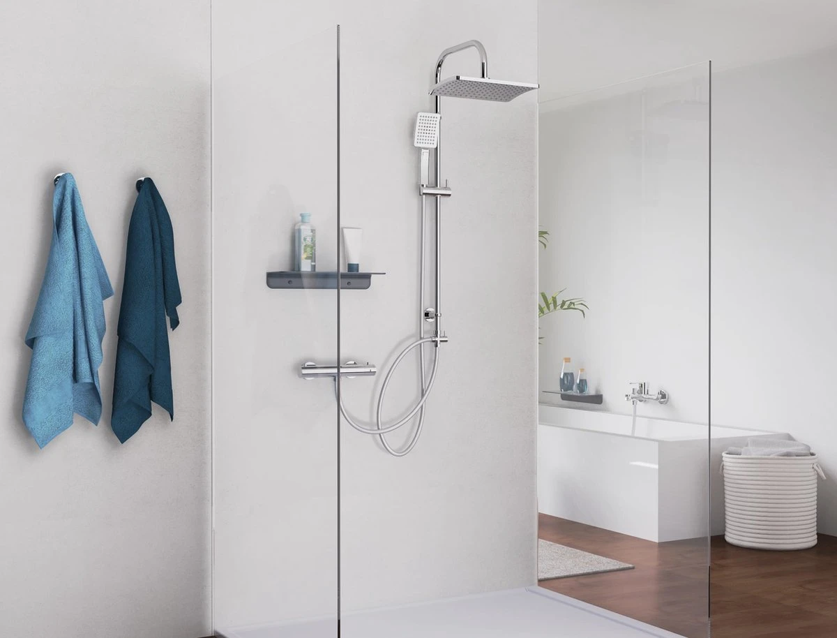 SCHÜTTE Mallorca Douchesysteem - Regendouche - 95 Cm Stang - Wandhouder In Hoogte Verstelbaar - Chroom - Afbeelding 3