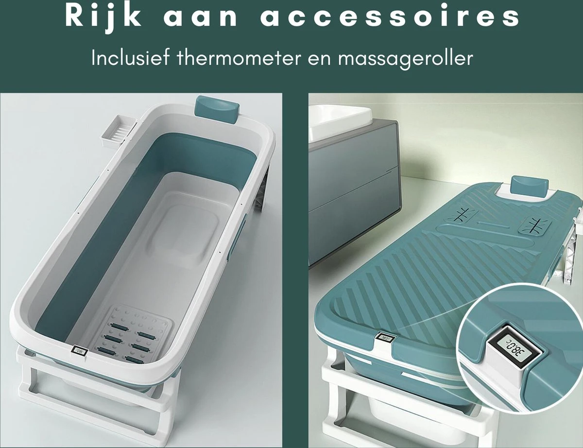 Livista® - Opvouwbaar Bad - Blauw - Zitbad - Inklapbaar - Bath Bucket - 150 CM LANG - XL - Incl. Thermometer & Onderwater LED Lichten - Afbeelding 7