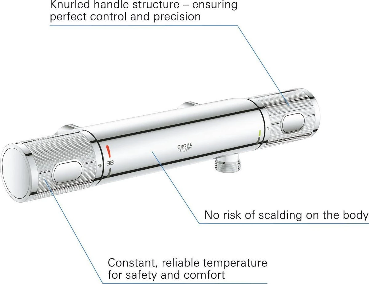 GROHE Grohtherm 1000 Performance Thermostatische Douchekraan - 12cm - Zonder Koppelingen - Chroom - 34778000 - Afbeelding 9