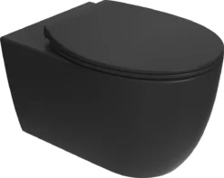 Viidako – Paskii Toiletpot – Mat Zwart – Design - Rimless – INCLUSIEF Softclose Zitting – Quick Release - Hangend/zwevend Toilet