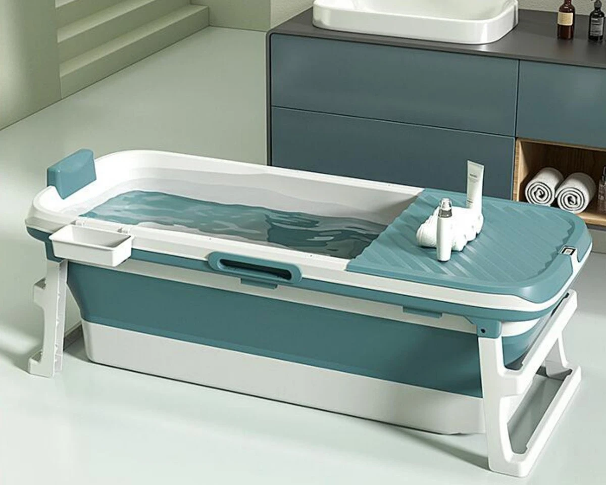 Livista® - Opvouwbaar Bad - Blauw - Zitbad - Inklapbaar - Bath Bucket - 150 CM LANG - XL - Incl. Thermometer & Onderwater LED Lichten - Afbeelding 2