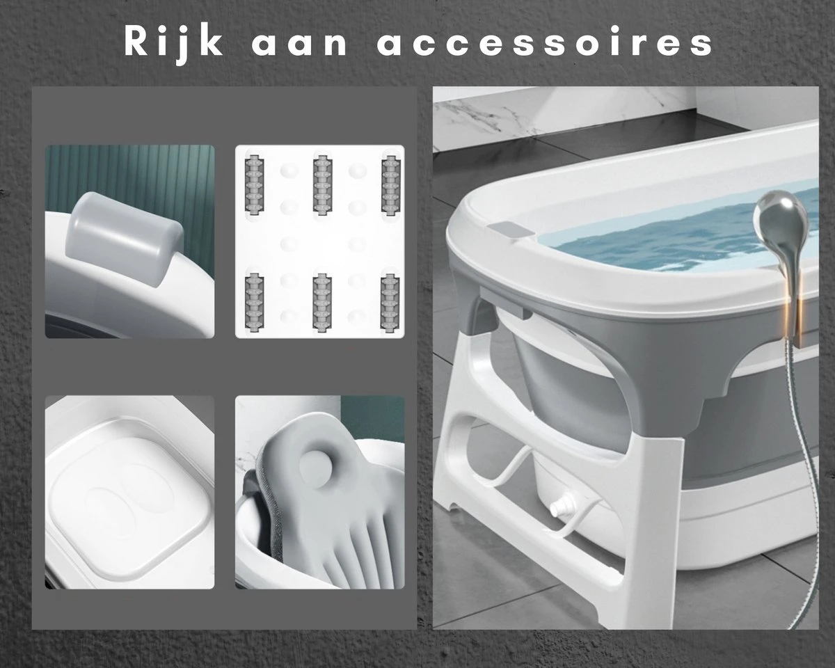Livista® - Opvouwbaar Bad - Stoombad Grijs - Zitbad - Inklapbaar - Bath Bucket - 152 CM LANG - XL - Incl. Rugkussen, Stoommachine En Bad Accessoires - Afbeelding 7