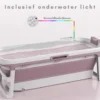 Livista® - Opvouwbaar Bad - Roze - Zitbad - Inklapbaar - Bath Bucket - 150 CM LANG - XL - Incl. Thermometer & Onderwater LED Lichten