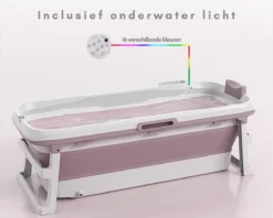 Livista® - Opvouwbaar Bad - Roze - Zitbad - Inklapbaar - Bath Bucket - 150 CM LANG - XL - Incl. Thermometer & Onderwater LED Lichten