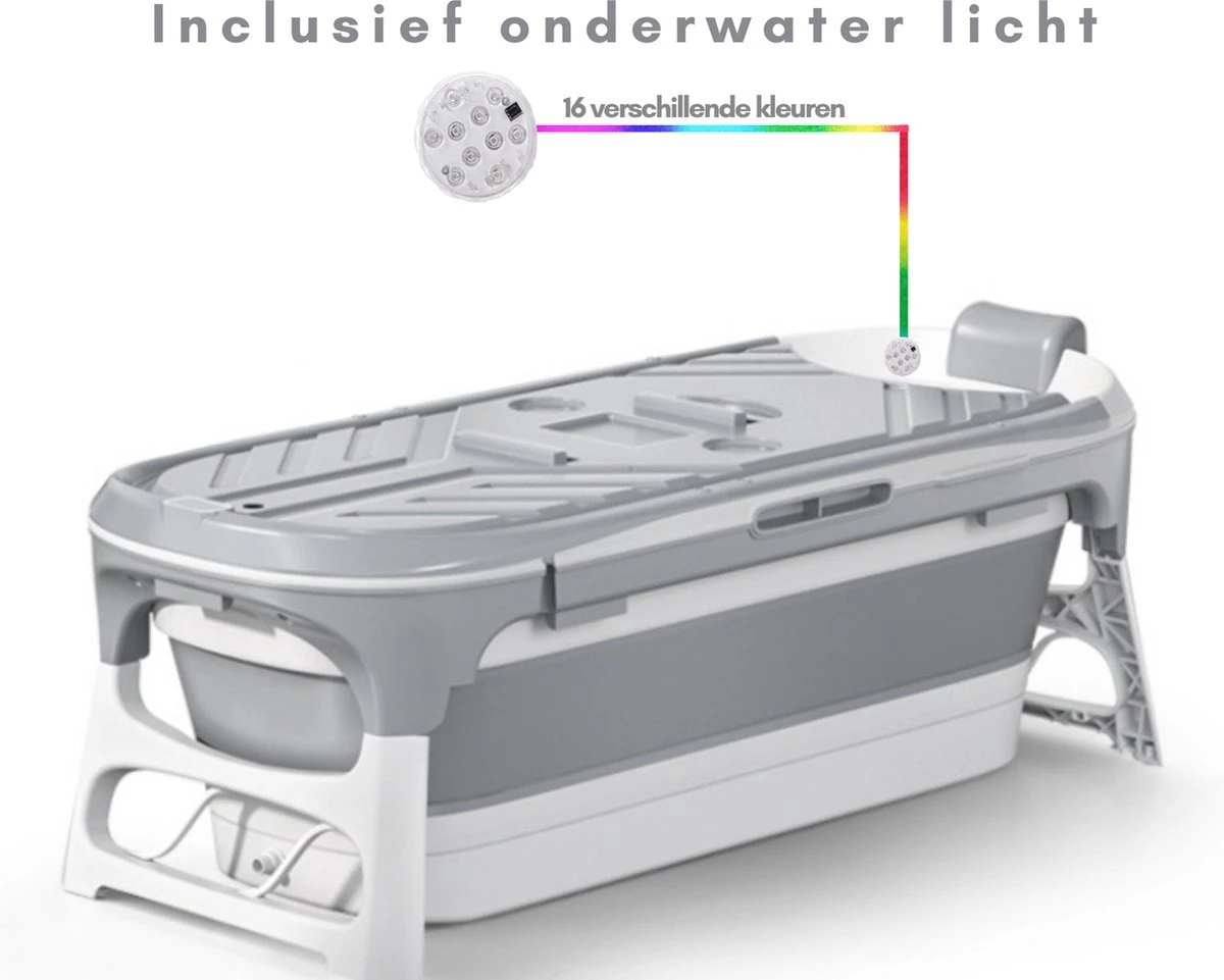 Livista® - Opvouwbaar Bad - Stoombad Grijs - Zitbad - Inklapbaar - Bath Bucket - 152 CM LANG - XL - Incl. Rugkussen, Stoommachine En Bad Accessoires - Afbeelding 2