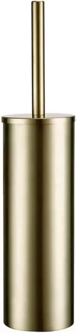 Toiletborstel Met Houder - Vrijstaand - Toiletborstelhouder - Goud - Wc Borstel Met Houder - RVS - Zonder Boren
