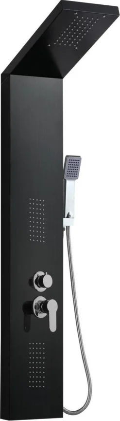 Badplaats Douchepaneel Aras - Zwart - Regendouche Met Mengkraan En Douchekop