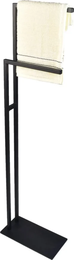 Handdoekrek, Handdoekhouder - Vrijstaand- Zwart- Metaal - 2 Armig