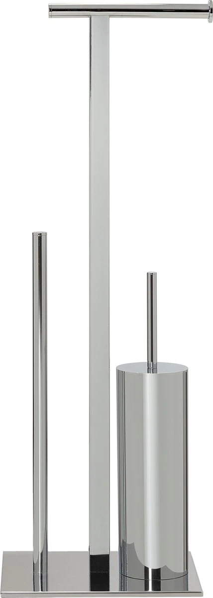 Sealskin Square Toiletbutler Vrijstaand - Toiletborstel Met Houder - Toiletrolhouder Zonder Klep - Reserverolhouder - Chroom