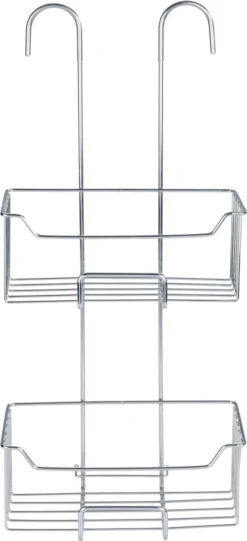 WENKO Doucherek Milo 2-laags 25x55cm RVS Glanzend - Doucherek Zonder Boren - Doucherek Hangend
