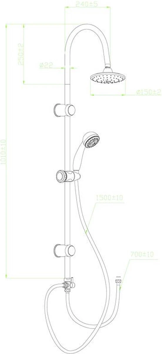 SCHÜTTE Jamaica Fresh Douchesysteem - Regendouche - 102 Cm Stang - Chroom - Afbeelding 15