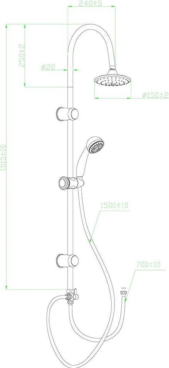 SCHÜTTE Jamaica Fresh Douchesysteem - Regendouche - 102 Cm Stang - Chroom - Afbeelding 8