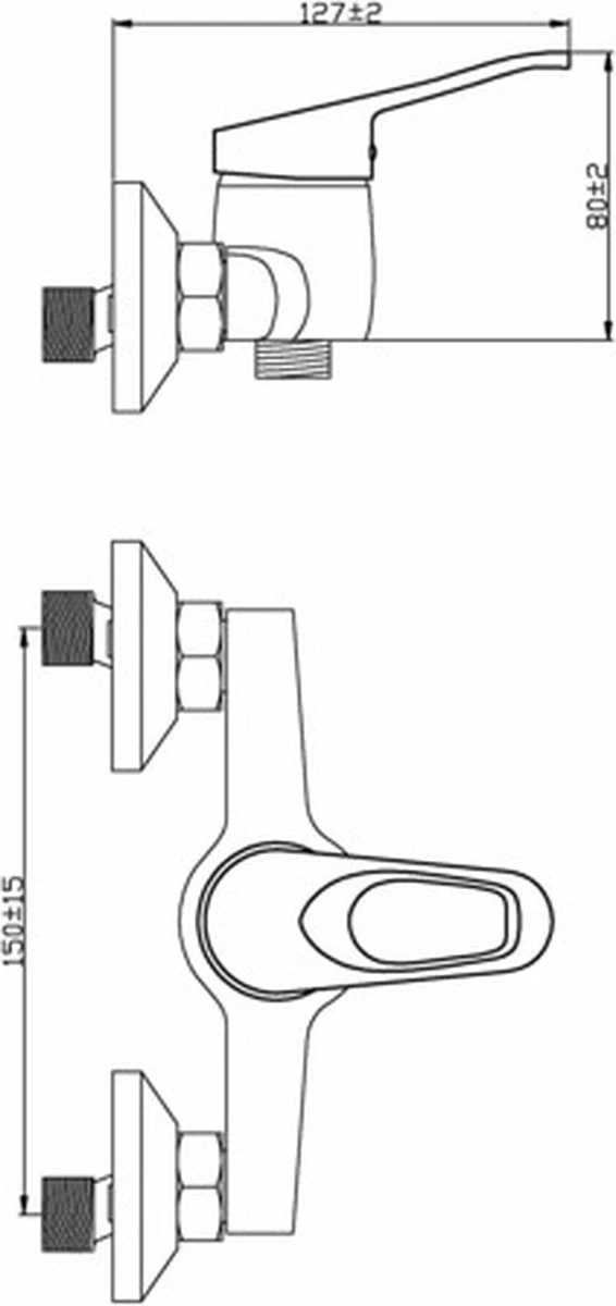 SCHÜTTE Athos Plus Douchekraan - Mengkraan - 150 Mm Hartafstand - Chroom - Afbeelding 6