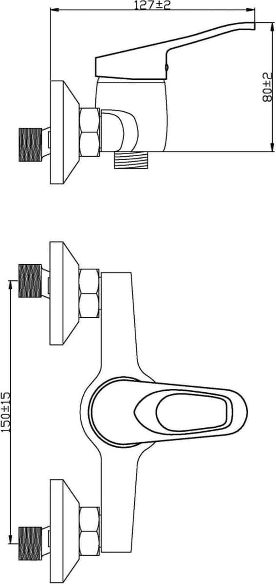 SCHÜTTE Athos Plus Douchekraan - Mengkraan - 150 Mm Hartafstand - Chroom - Afbeelding 7