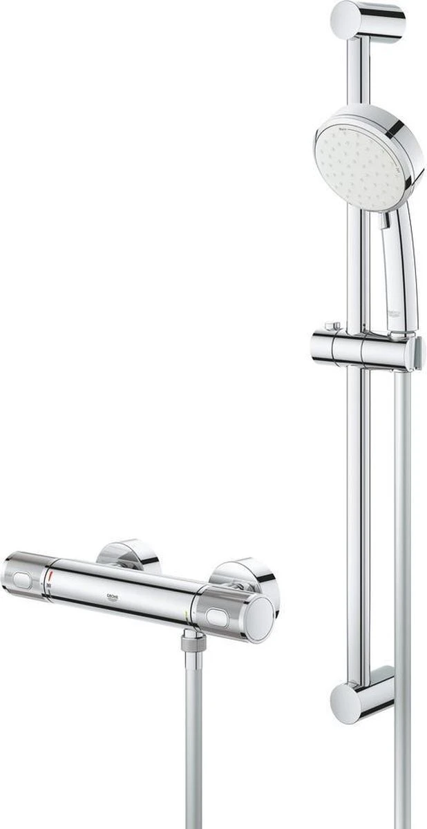 GROHE Grohtherm-1000 Performance Renovatieset - Met Thermostaatkraan, Koppelingen, Glijstang En Hoofddouche - CoolTouch - Chroom - Afbeelding 10