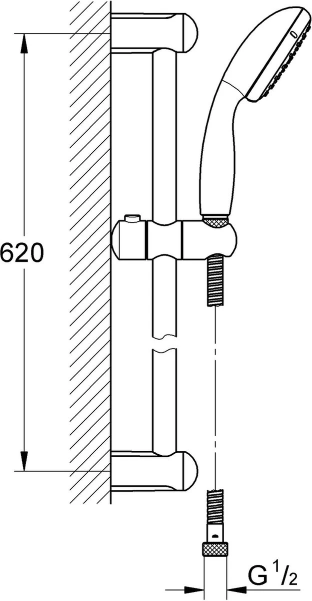 GROHE New Tempesta Doucheset - 60cm - ø 10 Cm - 1 Straalstand - Chroom - 27924001 - Afbeelding 3