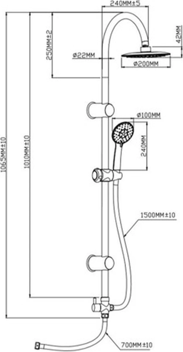 SCHÜTTE Jamaica Fresh Douchesysteem - Regendouche - 102 Cm Stang - Chroom - Afbeelding 14