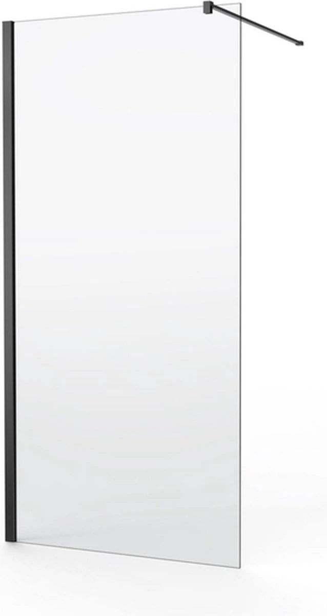 Saniclass Bellini Inloopdouche - Douchewand - 30x200cm - 8mm Veiligheidsglas - Anti Kalk - Mat Zwart