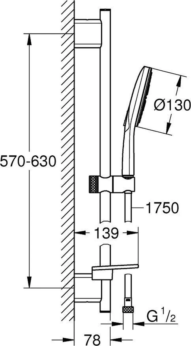 GROHE Rainshower SmartActive 130 Glijstangset - 60 Cm - Met Zeepschaal - Chroom - 26575000 - Afbeelding 10
