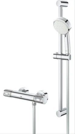 GROHE Grohtherm-1000 Performance Renovatieset - Met Thermostaatkraan, Koppelingen, Glijstang En Hoofddouche - CoolTouch - Chroom