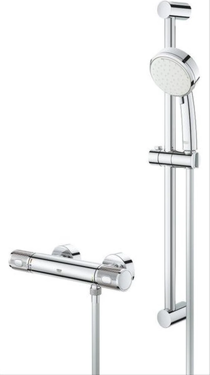 GROHE Grohtherm-1000 Performance Renovatieset - Met Thermostaatkraan, Koppelingen, Glijstang En Hoofddouche - CoolTouch - Chroom