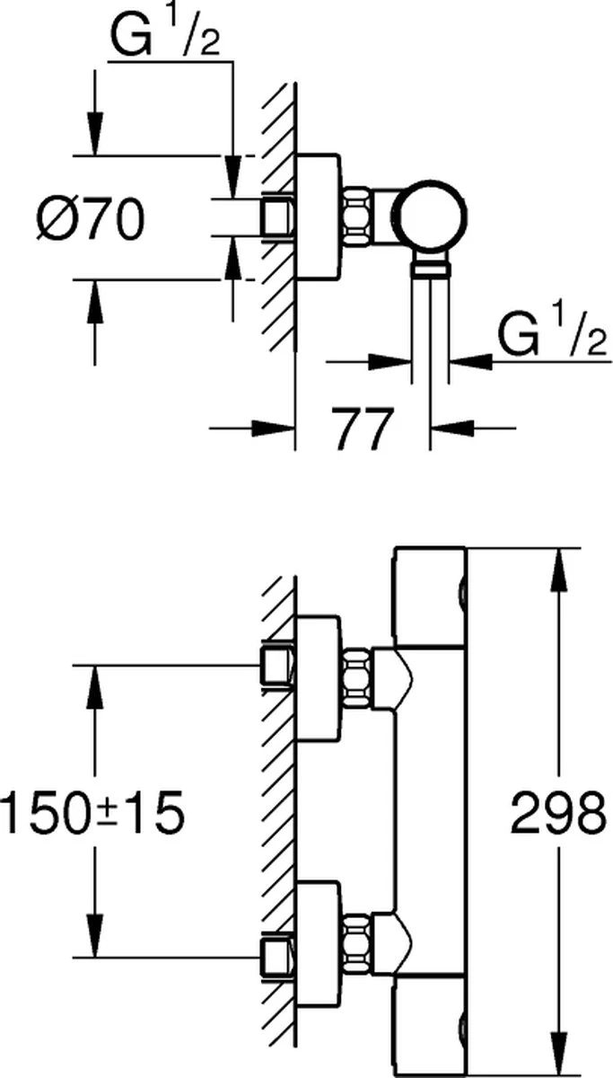 GROHE QuickFix Precision Get Thermostatische Douchekraan - EcoJoy - Met Koppelingen - Chroom - 34773000 - Afbeelding 3