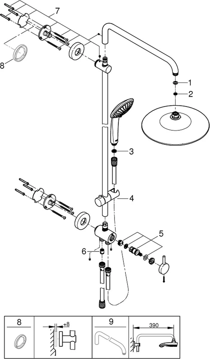GROHE QuickFix Vitalio Joy 260 Regendouche - Ø 26 Cm - 3 Straalsoorten - Zonder Thermostaatkraan - Afbeelding 8