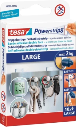 Tesa Powerstrips - Zelfklevende Strip - Dubbelzijdig - Large - 10 Stuks - Transparant