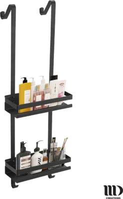 MD Creations ® – Doucherek Zonder Boren - Hangend Met Zuignappen Aan Douchewand – Douchebakje - Doucherek Haak - RVS - 74 X 25 X 10 Cm