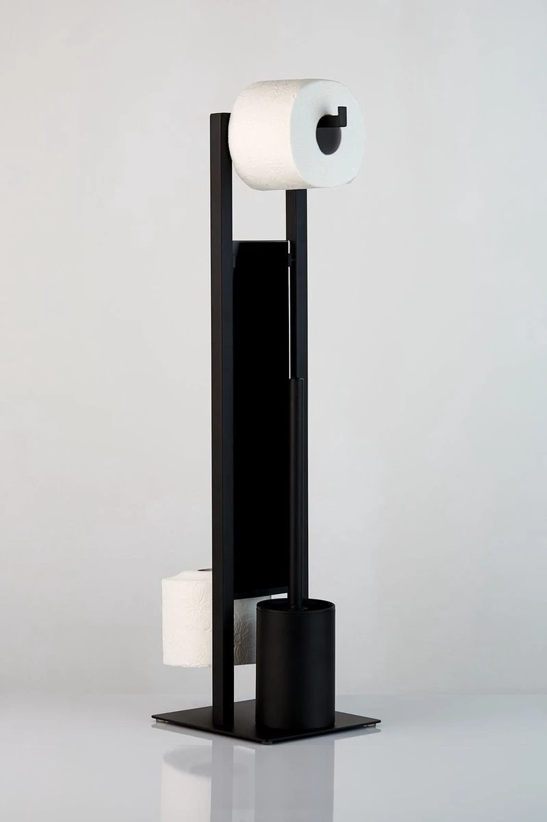 WENKO Toiletbutler Rivalta Zwart - Toiletborstel Met Houder, Toiletrolhouder En Reserverolhouder - Afbeelding 9