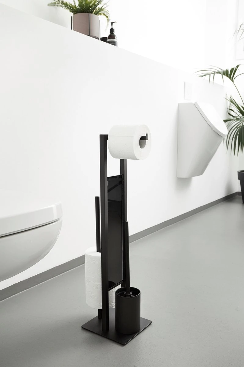 WENKO Toiletbutler Rivalta Zwart - Toiletborstel Met Houder, Toiletrolhouder En Reserverolhouder - Afbeelding 16