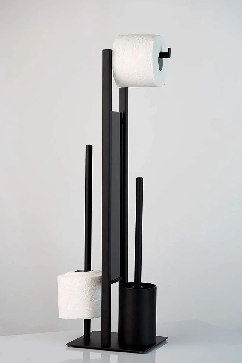 Merkloos Toiletgarnituur | Toiletborstelhouder | Toiletaccessoires | Zwart | Toiletbutler | WC Borstel | Staal