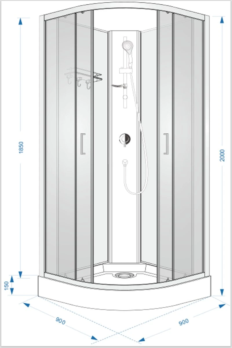 Sanifun Complete Douchecabine Steff 900 X 900 Kitvrij - Afbeelding 2