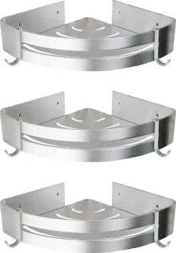 BrandtBergkamp RVS Doucherek 3 Laags – Zonder Boren – Doucherek Hangend – Badkamerrek Zilver