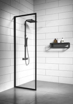 Badplaats Douchewand Georgia 40 Cm X 200 Cm - Zwart – Inloopdouche 8 Mm Veiligheidsglas