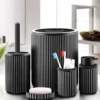 Badkamer Set - 5 Accessoires - Tandenborstelhouder - Zeepdispenser - WC Borstel - Zeepbakje - ZWART - Kayslus