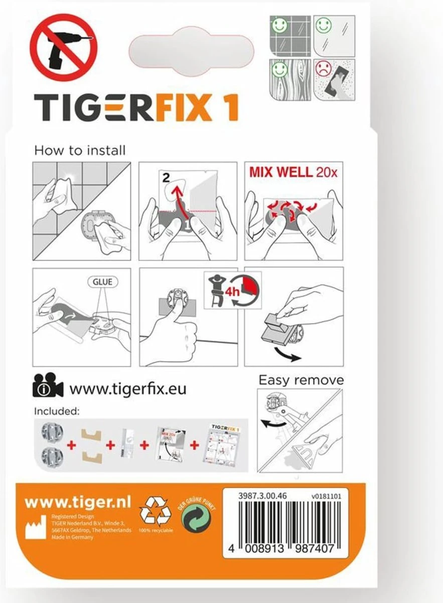 Tiger TigerFix Type 1 - Tiger Accessoires Monteren Zónder Boren - Afbeelding 2