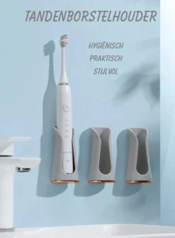 Happy Goodz Houder - Elektrische Tandenborstelhouder - GRIJS 1 Stuk - Flexibele Siliconen - Hangend Aan De Muur Zonder Boren - Geschikt Voor Oral-b & Philips Sonicare - Toothbrush Holder