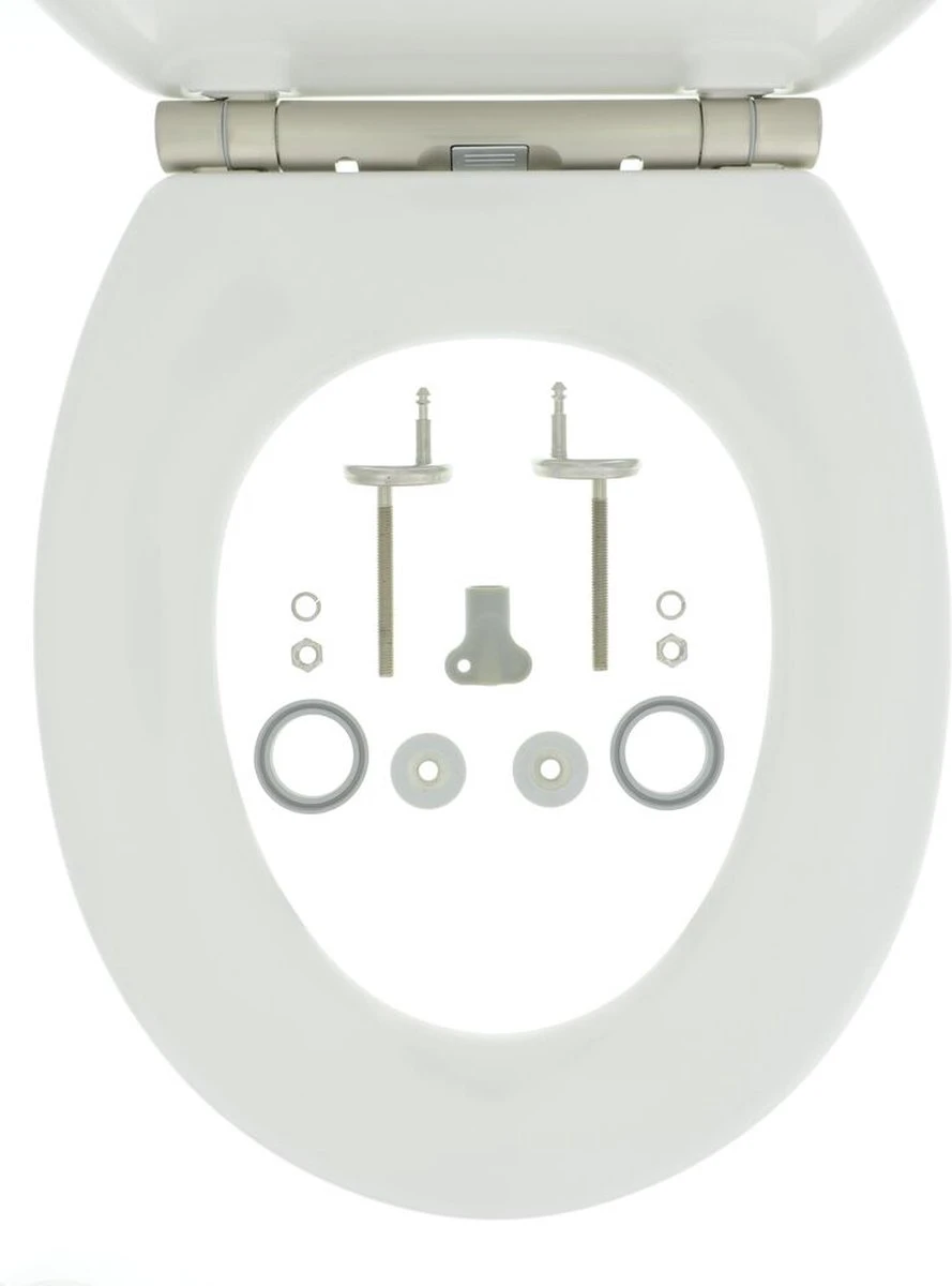 Tiger Boston - Toiletbril - WC Bril - Duroplast - Wit / RVS Geborsteld - Afbeelding 9