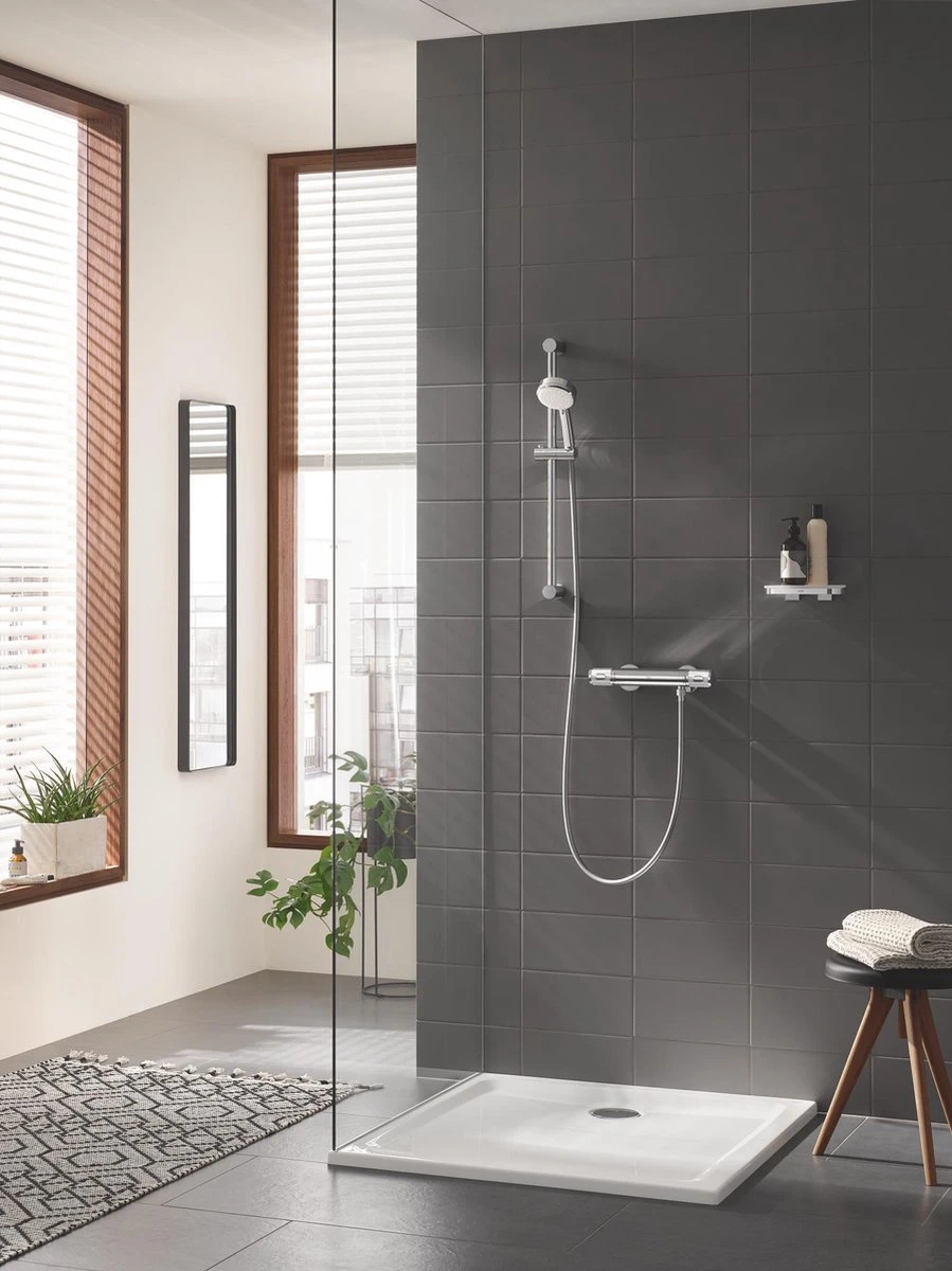 GROHE Grohtherm-1000 Performance Renovatieset - Met Thermostaatkraan, Koppelingen, Glijstang En Hoofddouche - CoolTouch - Chroom - Afbeelding 4