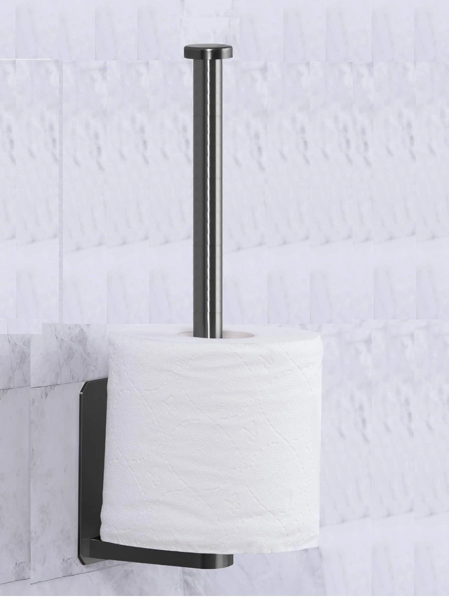 Wc Rolhouder Zonder Boren Toiletrolhouder Reserverolhouder 3 Rollen - Zwart - Badkamer Accessoires - RVS - Hangend - Afbeelding 2